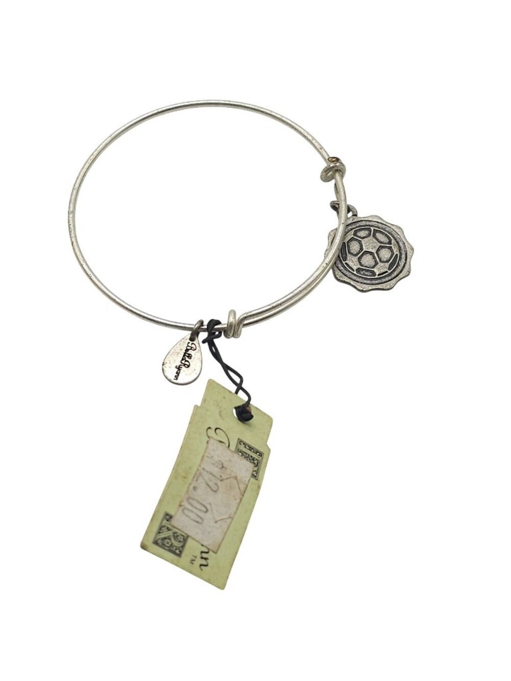 Bella Ryann Soccer Ball Charm Expandable Bangle Bracelet Silver Tone with Tags